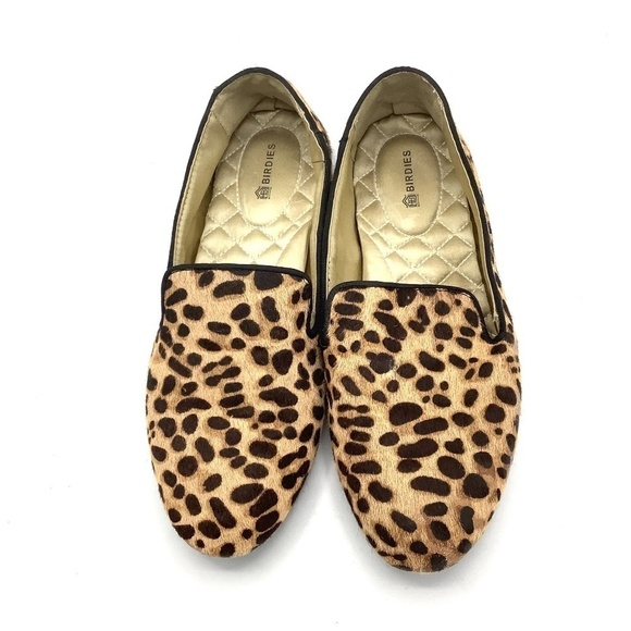 Birdies Starling Smoking Slipper in Cheetah Print Calf Hair Quilted Flats Size 7 - Picture 8 of 16